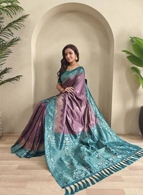 Purple Mauve Dual Tone silk blend Saree 3