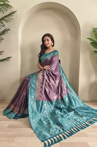 Purple Mauve Dual Tone silk blend Saree