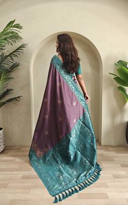 Purple Mauve Dual Tone silk blend Saree 4