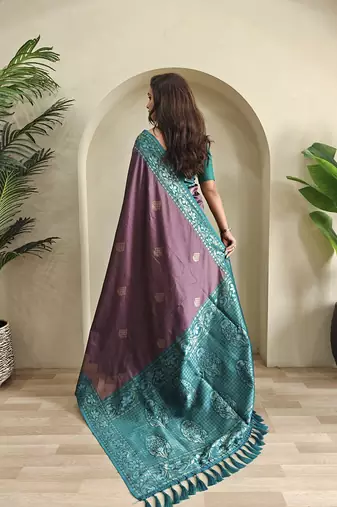 Purple Mauve Dual Tone silk blend Saree