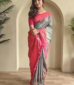 Steal Grey Dual Tone silk blend Saree