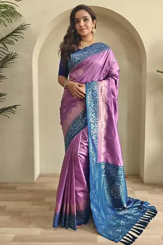 Lavender Dual Tone silk blend Saree