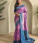 Lavender Dual Tone silk blend Saree