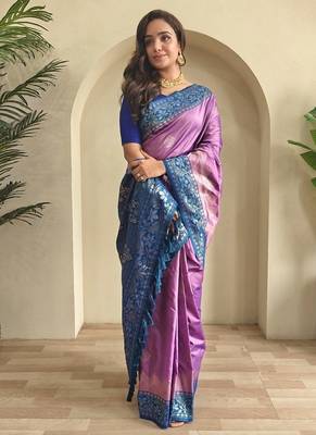 Lavender Dual Tone silk blend Saree 2