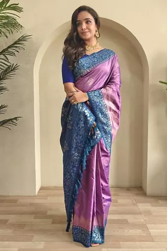 Lavender Dual Tone silk blend Saree