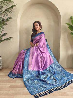 Lavender Dual Tone silk blend Saree 3