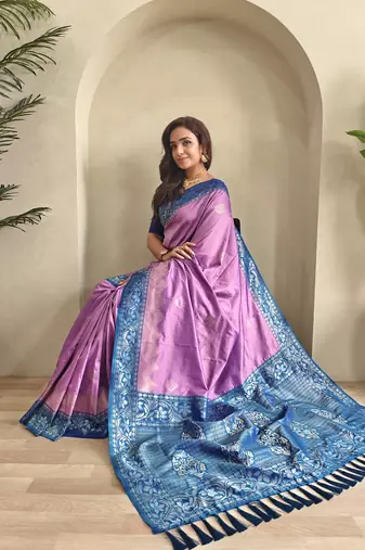 Lavender Dual Tone silk blend Saree