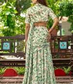 Ivory embroidered chinon readymade fusion wear with blouse