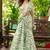 Ivory + highlight embroidered+ chinon+ readymade+  fusion wear + with blouse