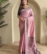 Pink Dual Tone silk blend Saree
