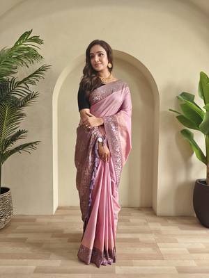 Pink Dual Tone silk blend Saree 2