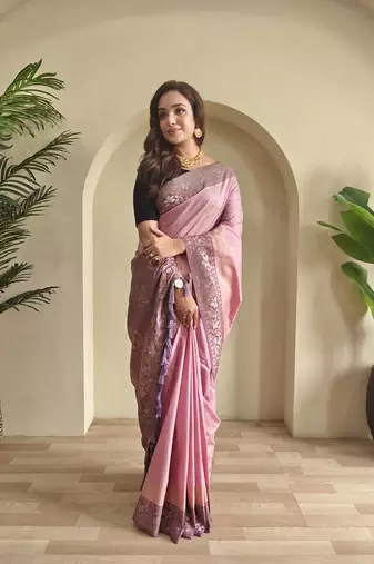 Pink Dual Tone silk blend Saree