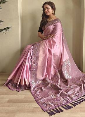Pink Dual Tone silk blend Saree 3