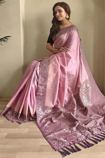 Pink Dual Tone silk blend Saree