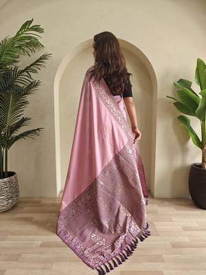 Pink Dual Tone silk blend Saree 4