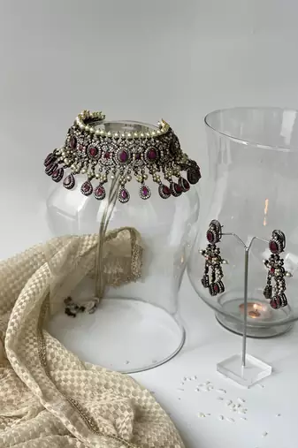 Gold plated amethyst necklace set