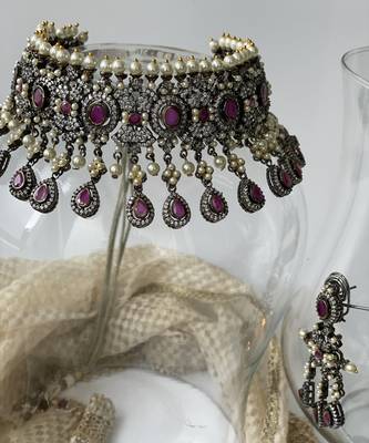 Gold plated amethyst necklace set 2