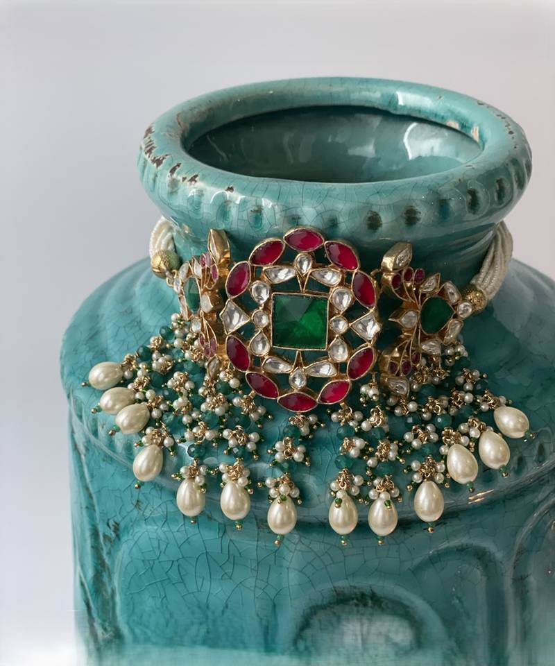 Gold plated multicolor necklace set