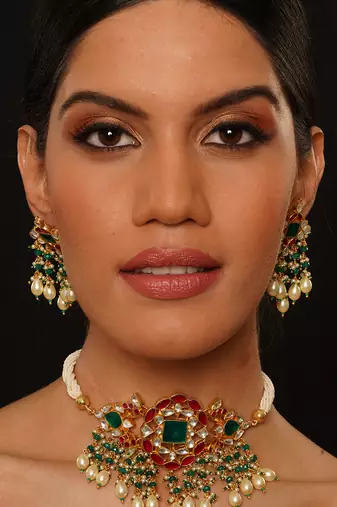 Gold plated multicolor necklace set