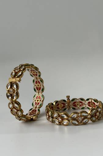 Gold plated kundan bangles