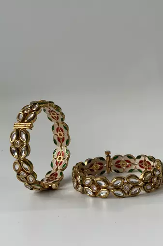 Gold plated kundan bangles