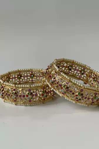 Gold plated studded bangle