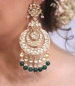 Gold plated Green dangler earrings