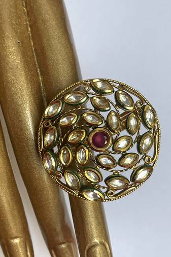 Gold plated red stone ring