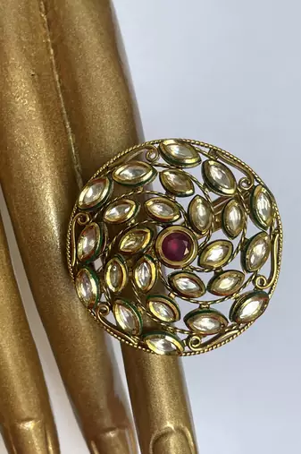 Gold plated red stone ring