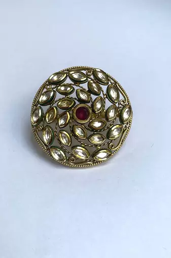 Gold plated red stone ring