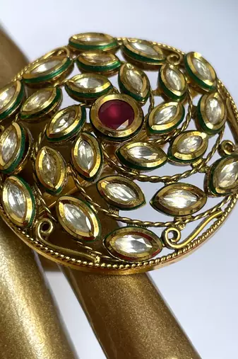 Gold plated red stone ring