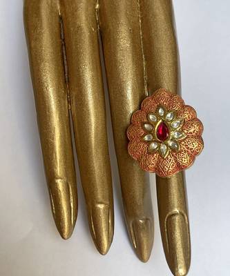 Gold plated red stone ring 2