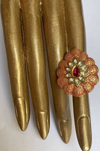 Gold plated red stone ring