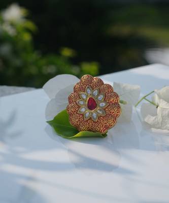 Gold plated red stone ring 1