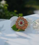 Gold plated red stone ring