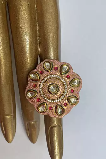 Gold plated pink stone ring