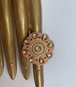 Gold plated pink stone ring