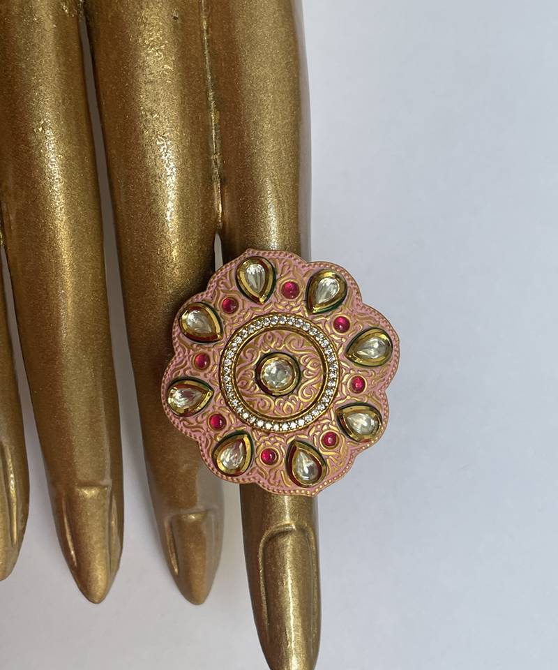 Gold plated pink stone ring