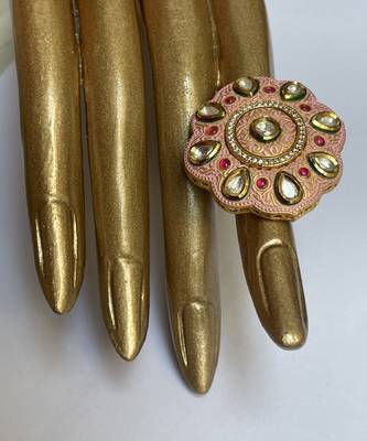 Gold plated pink stone ring 2