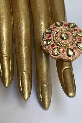 Gold plated pink stone ring