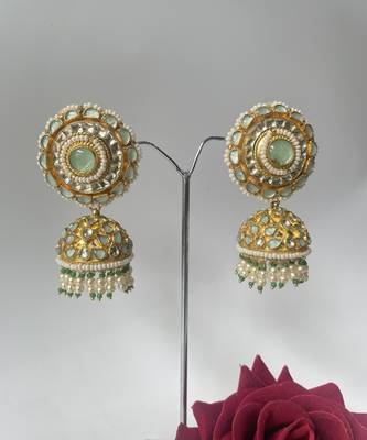 Gold plated Green Jhumkas 1