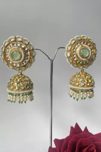 Gold plated Green Jhumkas