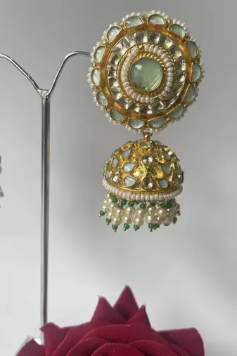 Gold plated Green Jhumkas