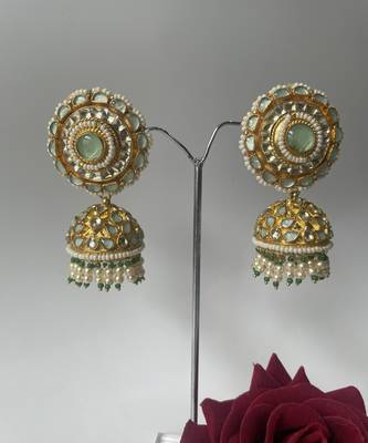 Gold plated Green Jhumkas 3