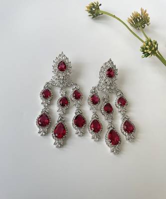 Silver plated zircon ruby necklace set 3