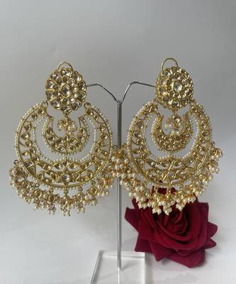 Gold plated pearl chandbali earrings 1