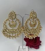 Gold plated pearl chandbali earrings
