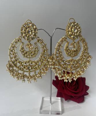 Gold plated pearl chandbali earrings 3