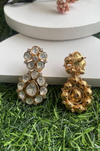 Gold plated kundan earrings