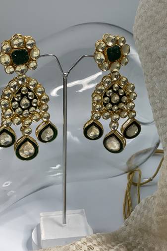 Gold plated Green Kundan necklace set